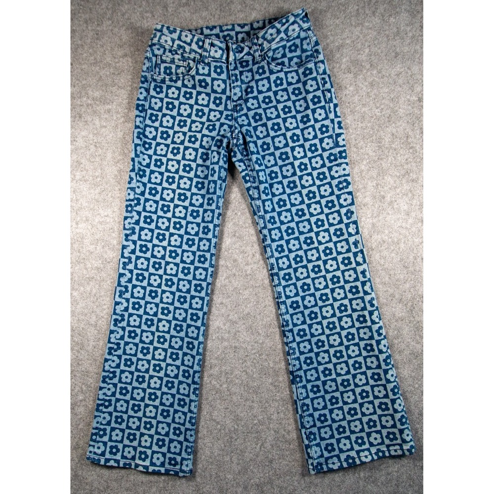 H&M Divided High Waisted Wide Leg Jeans Light Wash Women's Sz 31x28 Funky